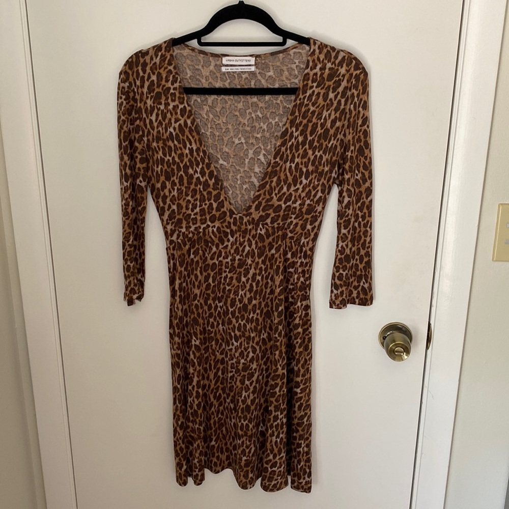 Low V-Neck Leopard Dress